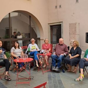 Diskusie sa zúčastnili zľava: Michal Hvorecký, Mgr. Veronika Veslárová, Ing. Zorka Lednárová, MA, Tatiana Kratochvílová, Mgr. Tibor Köböl, doc. Ing. arch. Lea Rollová, PhD., Mgr. art. Danica Pišteková, ArtD.