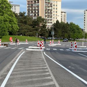 Realizácia križovatky v Lamači. Zdroj: Cyklokoalícia