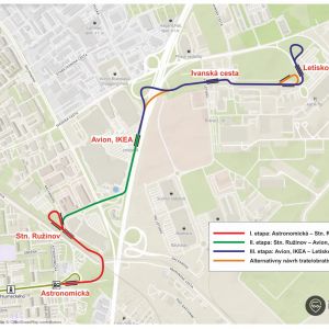 Budúce predĺženie trate na letisko. Zdroj: iMHD.sk